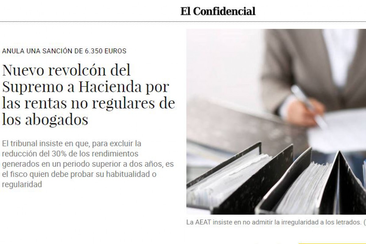 Juan Antonio Oliveros opina en El Confidencial sobre las rentas no regulares a los abogados